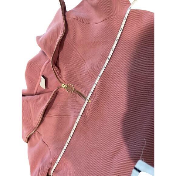 Varley Vine Zip Sweatshirt in Ribbed Mauve/ Rose/ Pink-‎ M - Picture 6 of 7
